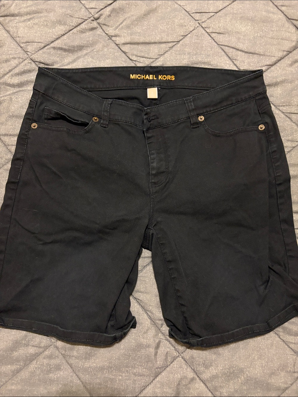Michael Kors Men's Black Cotton Blend Flat Front Shorts